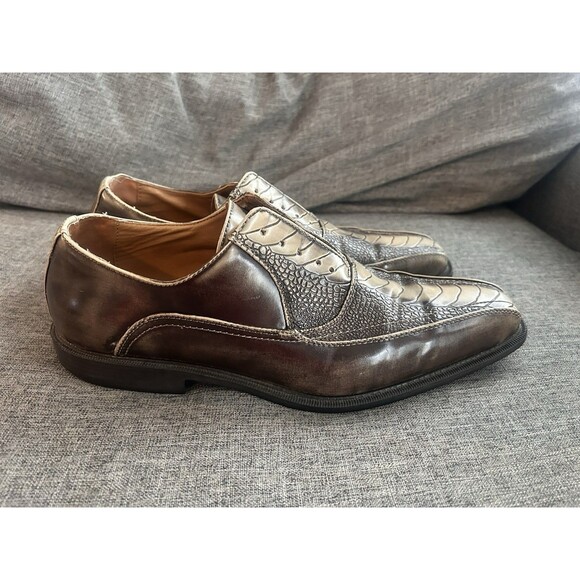 Lucio Ricci Italian Style Faux Croc Slip On Loafers Mens Size 11 Gold NO LACES main image 12